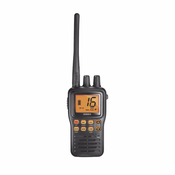 Radio Marino Portátil VHF, flotante y sumergible, Rx: 156.050-163.275MHz Tx: 156.025-157.425MHz, cumple con los canales marinos Internacionales, de EUA y Canadá