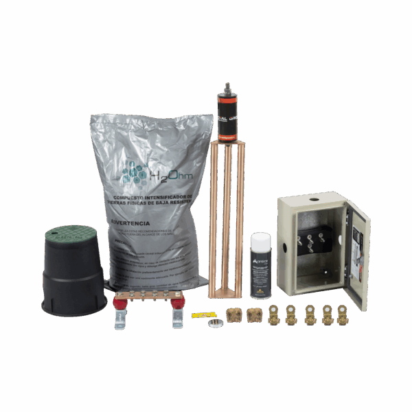 Kit de tierra Física Modelo TG45K con Electrodo Magnetoactivo 50 x 11.5 cm, Capacidad Max: 45 AMP