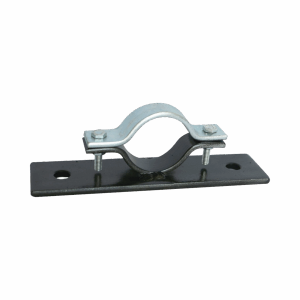 Abrazadera Doble Omega, fabricada en Acero para instalación de mástil de 2" en muros verticales