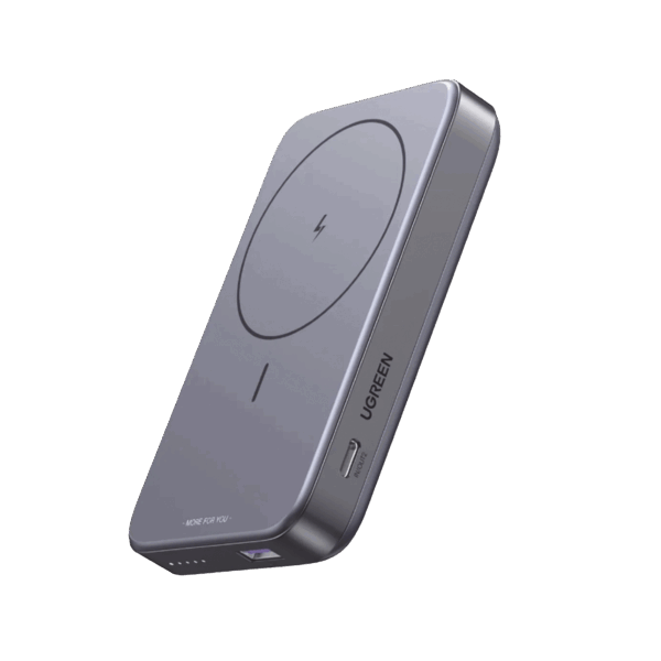 Power Bank MagSafe de 10000mAh NEXODE | 20W | 1 USB-C | 1 USB-A | Carga Rápida bidireccional | Soporta modo Standby | Soporte Plegable |  Ultra Delgado | Ultra ligero | Compatible con iPhone 15/14/13/12 | Color Gris.