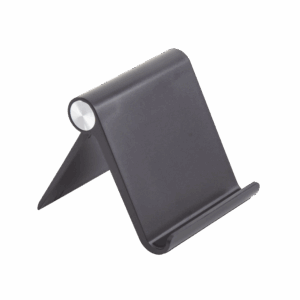 Soporte de Escritorio  para Teléfono Celular / Ajustable de 0° a 100° / Goma Antiarañazos / Antideslizante / Amplia Compatibilidad con dispositivos de 4” a 7.9” / Plegable / ABS / Color Negro