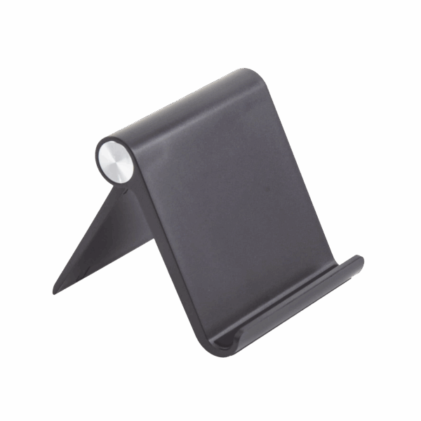 Soporte de Escritorio  para Teléfono Celular / Ajustable de 0° a 100° / Goma Antiarañazos / Antideslizante / Amplia Compatibilidad con dispositivos de 4'' a 7.9'' / Plegable / ABS / Color Negro