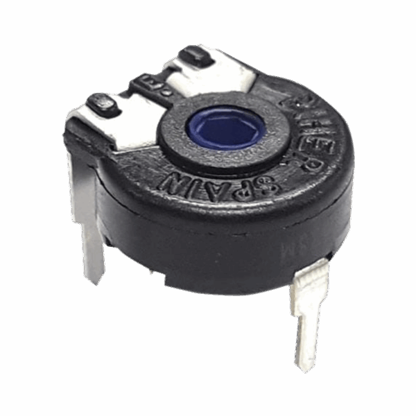 Potenciómetro de Carbón 50K, 0.15W, 10 mm, Montaje Horizontal, Ajuste Vertical.