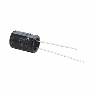 Capacitor Electrolítico de Aluminio, Radial de 470 µFd, 16 Vcc, 105 °C, 8.0 x 11 mm.