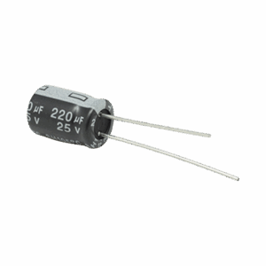 Capacitor Electrolítico de Aluminio, Radial de 220 µFd, 25 Vcc, 105 °C, 8 x 11 mm, .