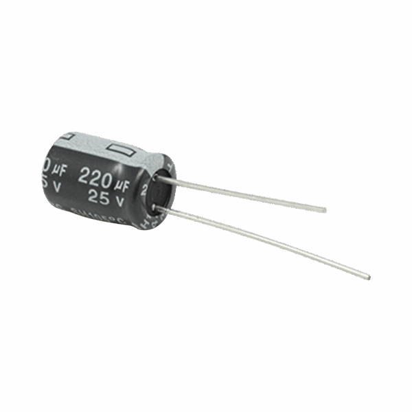 Capacitor Electrolítico de Aluminio, Radial de 220 µFd, 25 Vcc, 105 °C, 8 x 11 mm, .