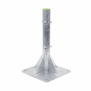 Base para Mástil Hasta 2″ con Opresores, Base de 50 x 50 cm y Tubo de 80 cm Ced. 30. Galv. Inmersión.