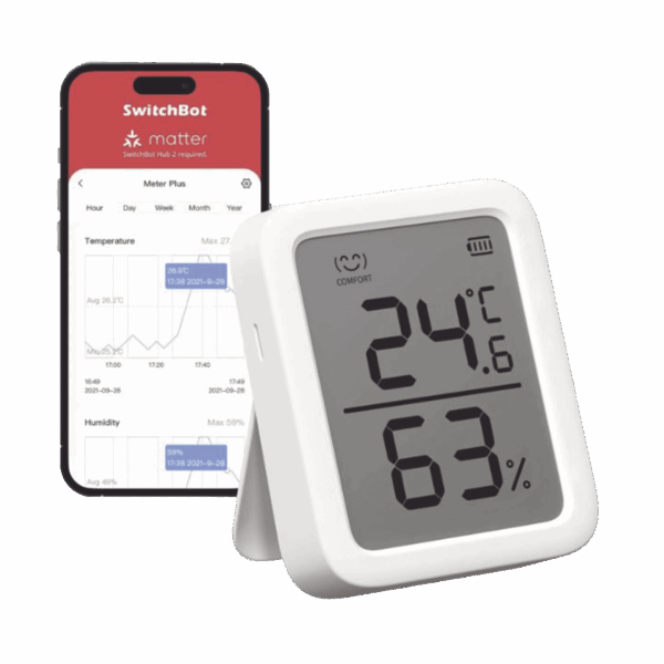 Medidor de temperatura y humedad Datos en pantalla / inalámbrico BLUETOOTH compatible con HUB SwitchBot