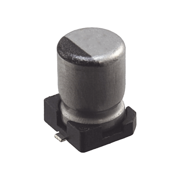 Capacitor Electrolítico de Aluminio tipo SMD de 10uF, 35V, 20%, 5 x 6.1 mm.