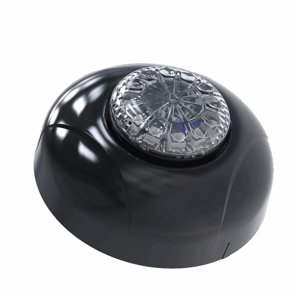 Estrobo Oculto de 12 LED, Brida negra, 12 Vcd, Rojo/Azul, Lente transparente