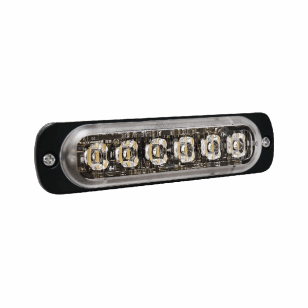 Luz Auxiliar de 6 LED, Roja, Bisel Negro, Lente Transparente