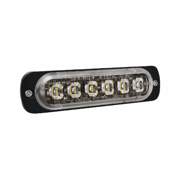 Luz Auxiliar de 6 LED, Ambar, Bisel Negro, Lente Transparente