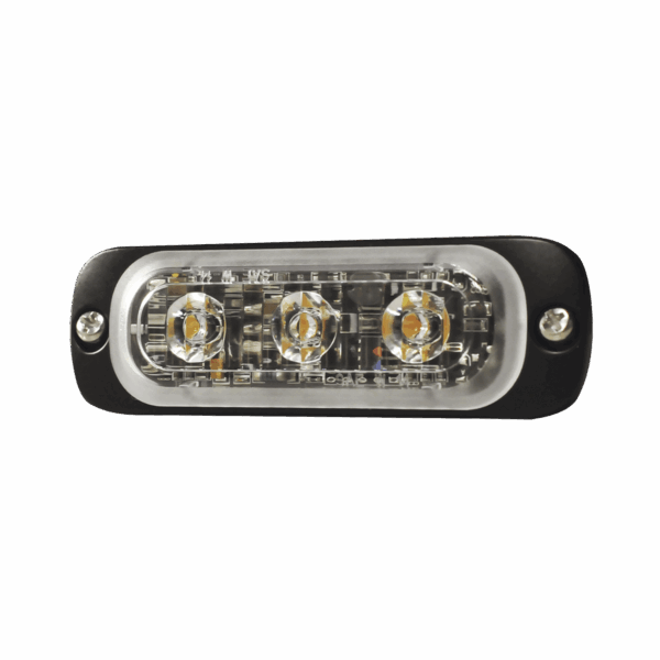 Luz Auxiliar de 3 LED, Ambar, SAE, 12-24 Vcd, Lente transparente