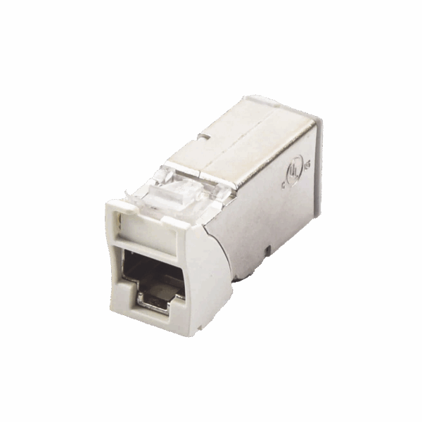 Jack Z-MAX Cat6A, Blindado, Montaje híbrido en Placa de Pared (Plano y Angulado), Color Blanco, Versión Bulk (Sin Empaque Individual)