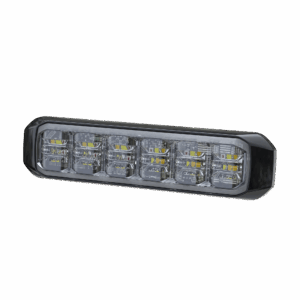 Luz Auxiliar de 18 LED, SAE, Tricolor, Bisel Negro, Rojo/Blanco/Azul, Lente Transparente