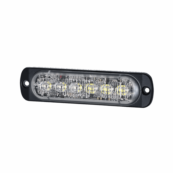 Luz Auxiliar de 12 LED, Rojo/Azul, SAE, Bisel Negro, Lente Transparente