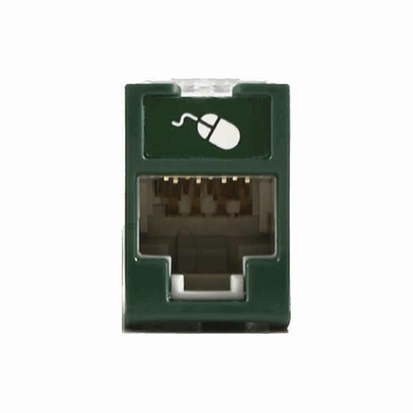 Jack UltraMAX Cat6, UTP, Montaje híbrido en Placa de Pared (Plano y Angulado), Color Verde, Punch Down