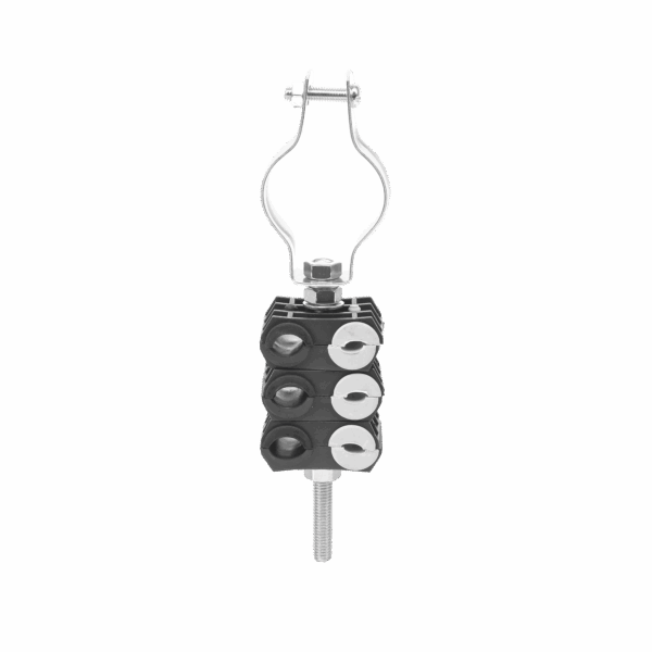 KIT de Tres Sujetadores de plastico para seis cables de 6 a 8 mm con todo y hardware de instalación en tubos de 1 1/4 in