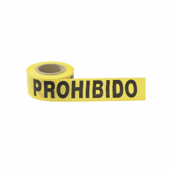 Cinta para barricada "PROHIBIDO EL PASO" de 100 m y ancho de 3".