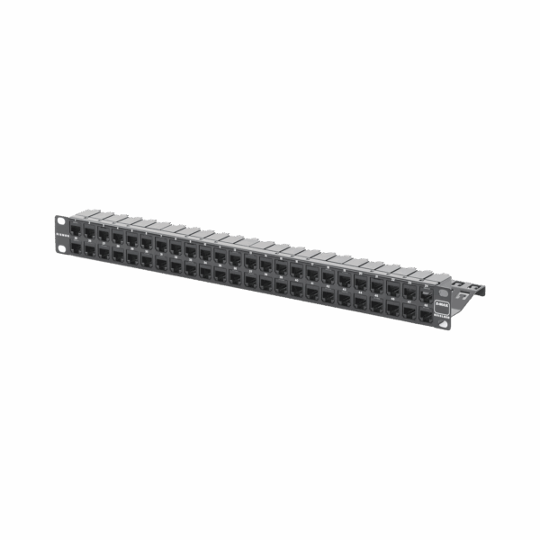 Patch Panel Z-MAX de 48 puertos, Blindado, Precargado con Jacks Categoría 6A, Plano, 1UR
