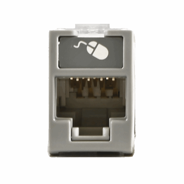 Jack UltraMAX Cat6, UTP, Montaje híbrido en Placa de Pared (Plano y Angulado), Color Gris, Punch Down