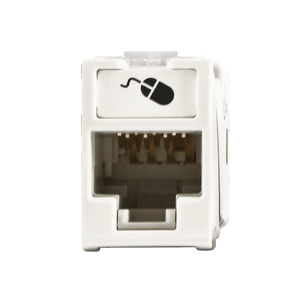 Jack UltraMAX Cat6, UTP, Montaje híbrido en Placa de Pared (Plano y Angulado), Color Blanco, Punch Down