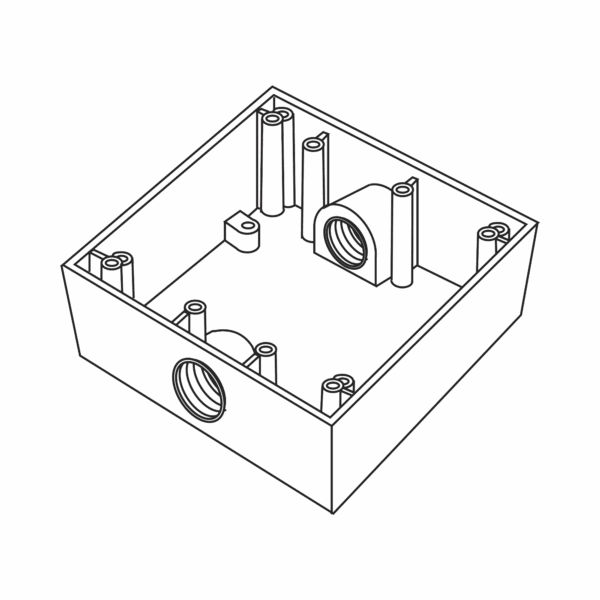 Caja Cuadra de 3/4" a Prueba de  Intemperie/ Cuenta con 2 salidas.
