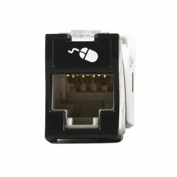 Jack UltraMAX Cat6, UTP, Montaje híbrido en Placa de Pared (Plano y Angulado), Color Negro, Punch Down