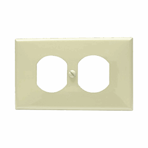 Placa de plástico para contacto dúplex color marfil.