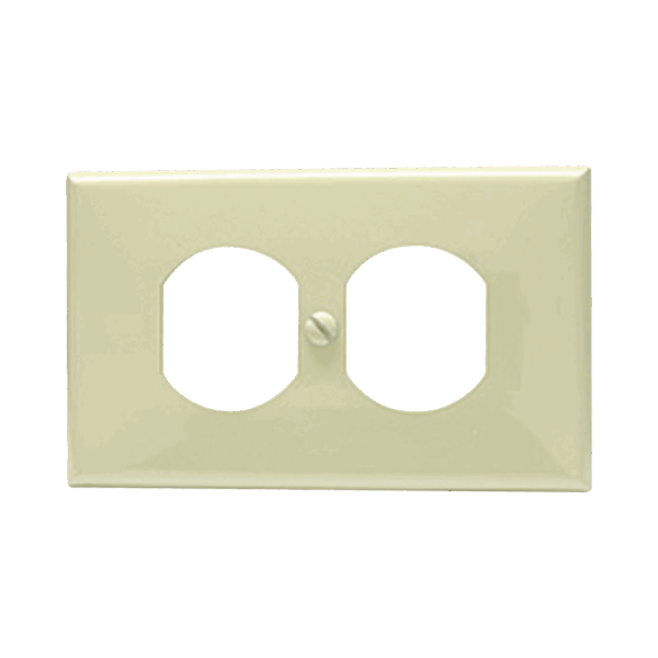 Placa de plástico para contacto dúplex color marfil.