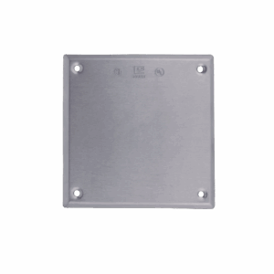 Tapa cuadrada ciega de aluminio para caja cuadrada.