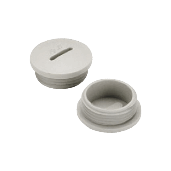 Tapón roscado de 1/2" para caja cuadrada a prueba de intemperie.