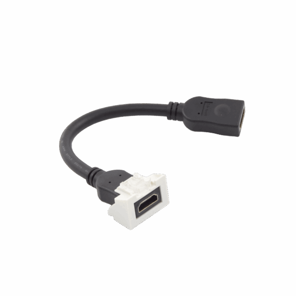 Adaptador HDMI con Pigtail Hembra-Hembra, Para vídeo 720, 1080p, 4K UHD Compatible con Faceplates MAX Siemon de 2 salidas, Color Blanco