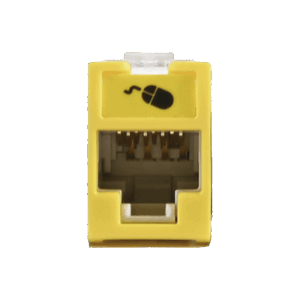 Jack UltraMAX Cat5e, UTP, Montaje híbrido en Placa de Pared (Plano y Angulado), Color Amarillo, Punch Down