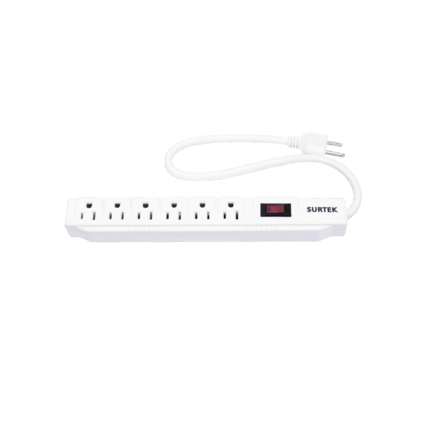 Multicontacto con Supresor de Picos 450 Joules, Voltaje de Entrada: 127 Vca NEMA 5-15P, Con 6 Salidas NEMA 5-15R.
