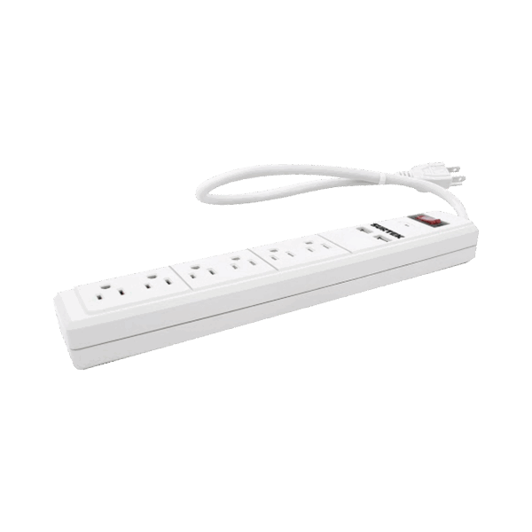 Multicontacto con 6 contactos aterrizados y 2 puertos usb.