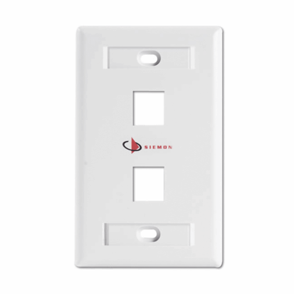 Placa de pared Keystone de 2 salidas, color blanco, para Jacks Keystone Z-MAX y MAX