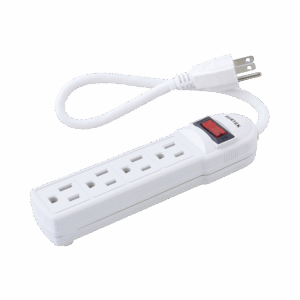 Multicontacto con cable 30 cm. 4 tomas 127 Vca línea, tierra, neutro 15 A max.
