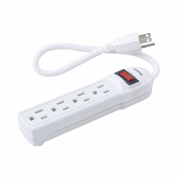 Multicontacto con cable 30 cm. 4 tomas 127 Vca línea, tierra, neutro 15 A max.