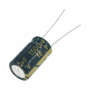 Capacitor Electrolítico de Aluminio, Radial de 1500 µFd, 16 Vcc, 105 °C, 10 x 20 mm.