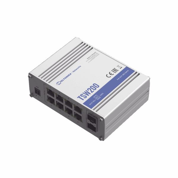 Switch Industrial No-Administrable 8 puertos Gigabit PoE 802.3af/at, 2 puertos SFP