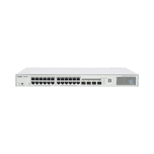 Switch Administrable L2 PoE+ hasta 370W, 24 Puertos Eth 1G, 4 puertos SFP 1G, Administración Remota en la Nube.