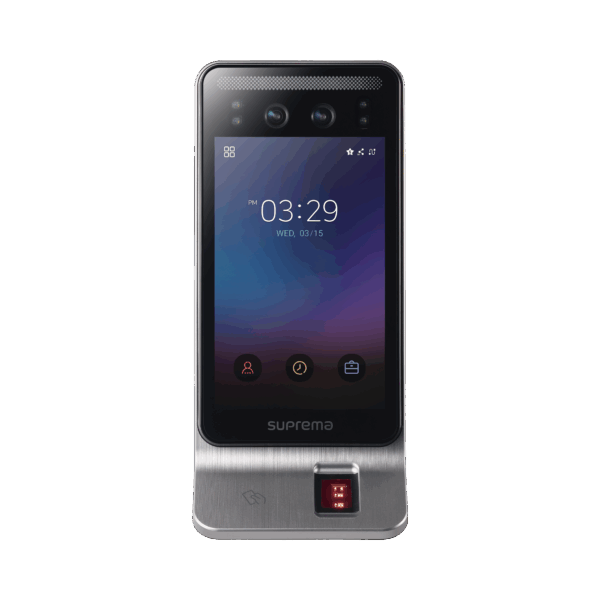 Lector Multi-tecnologia con detector de cubrebocas- Reconocimiento Facial, Huella, Tarjeta Móvil y lector de RFID(125kHz EM & 13.56 Mhz MIFARE)  Compatible con BioStar2,  Uso para Control de Acceso y Asistencia
