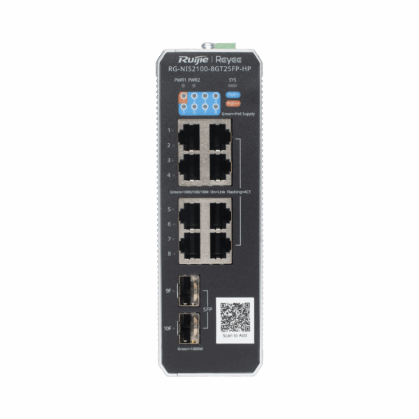 Switch Industrial PoE hasta , Ideal para temperaturas Extremas y protección contra descargas, 1 x PoE++ Port, 7 x PoE+ Ports, and 2 x SFP Uplink Ports
