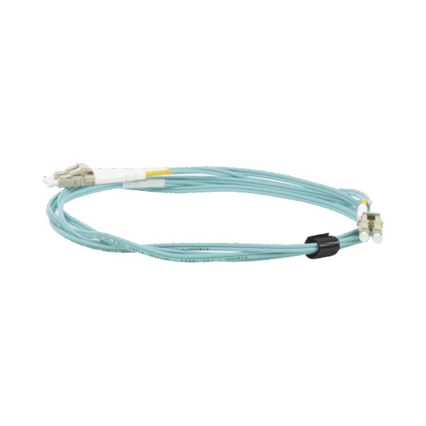 Jumper de Fibra Óptica Multimodo 50/125 XGLO OM3, LC-LC Duplex, OFNR, Color Aqua, 2 Metros