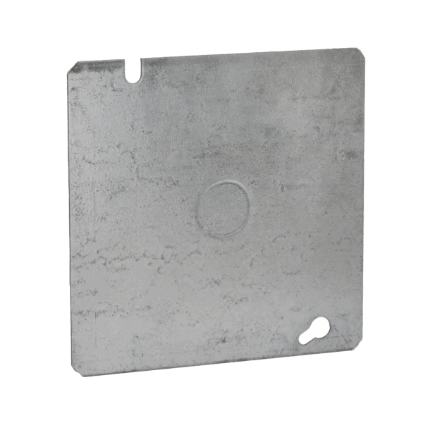 Tapa Cuadrada Plana de  Acero Galvanizado con Entrada de 1/2"  para Caja de 4 11/16".