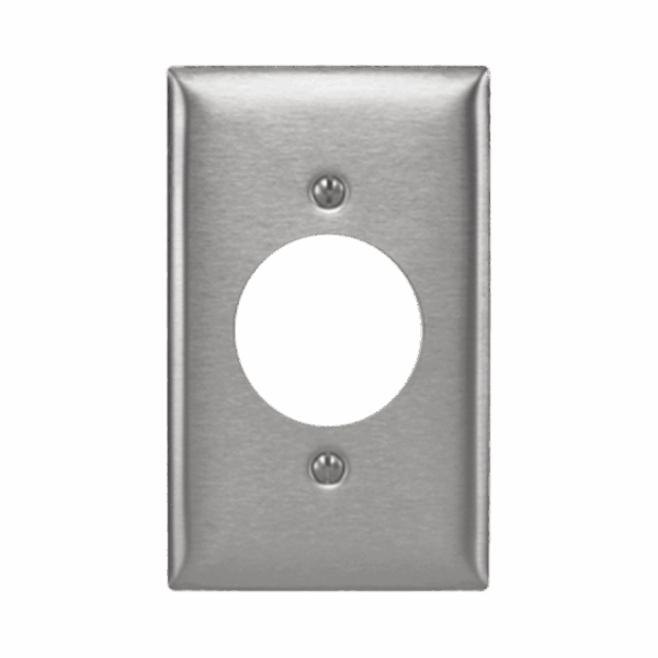 Placa para Receptaculo Sencillo 20 y 30 A de Media Vuelta/ 1.6" (40 mm) / Acero Inoxidable.
