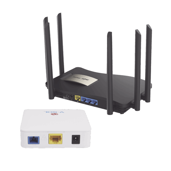 Kit 2 ONU Bridge V-Sol, Dual GPON/EPON con Router Home Mesh Ideal para distribuciones WISP de mayor cobertura Wi-Fi en Hogares y Oficinas
