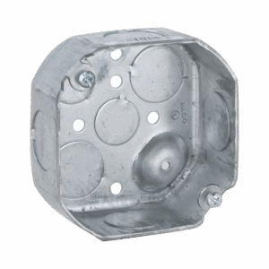 Caja Octagonal de 4″ / Profundidad 1 1/2″ / 4 Entradas de 3/4″ y 4 Entradas de 1/2″ / Troquelada.