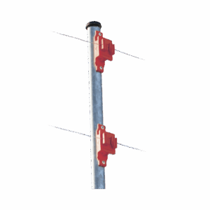 Aislador de Paso color Rojo reforzado para cercos eléctricos, resistente al clima extremoso